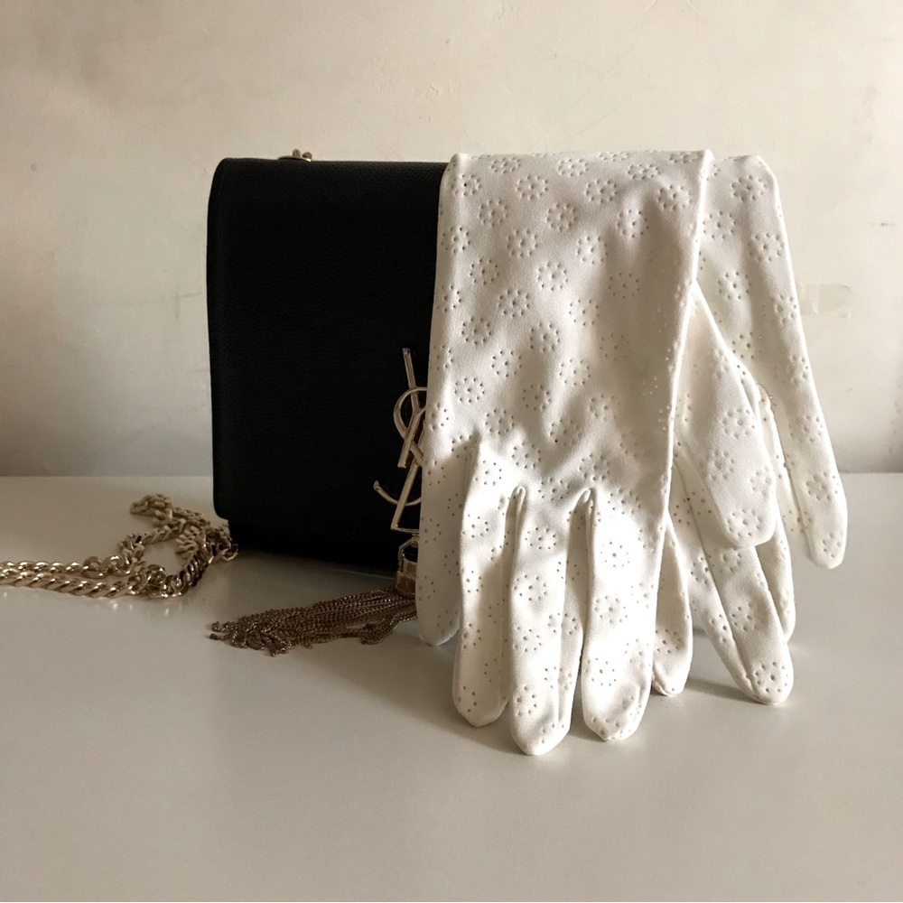Vintage Perforated White Bridal Gloves